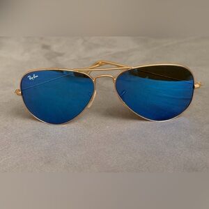 Ray-Ban Blue and Gold Aviator Sunglasses